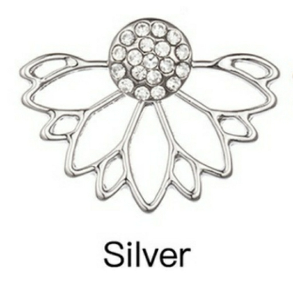 Silver tone Flower Jacket Earrings ear ring - Picture 3 of 4